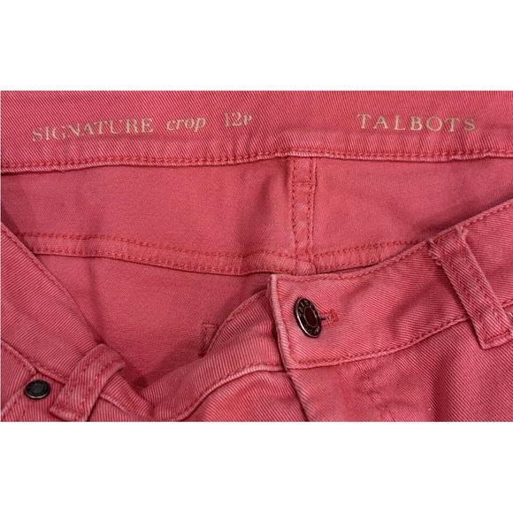 Talbots Petites Signature Crop Denim Pink Zipper Ankle Mid Rise Size 12p - Picture 4 of 5
